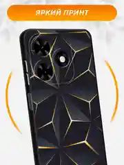 Золотой чехол на Tecno Spark Go 2024/20C / Текно Спарк Го 2024/20C черный, с принтом