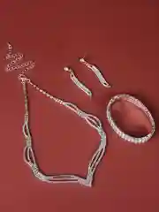 Серебряный комплект украшений колье, браслет и серьги, 3 в 1 набор украшений