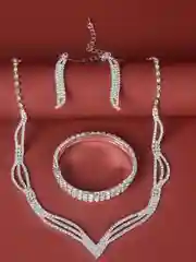 Серебряный комплект украшений колье, браслет и серьги, 3 в 1 набор украшений