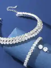 Серый металлик комплект украшений колье, браслет и серьги, 3 в 1 набор украшений