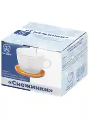 Чашка для капучино и кофе латте 500 мл Elan Gallery Снежинки, на деревянной подставке