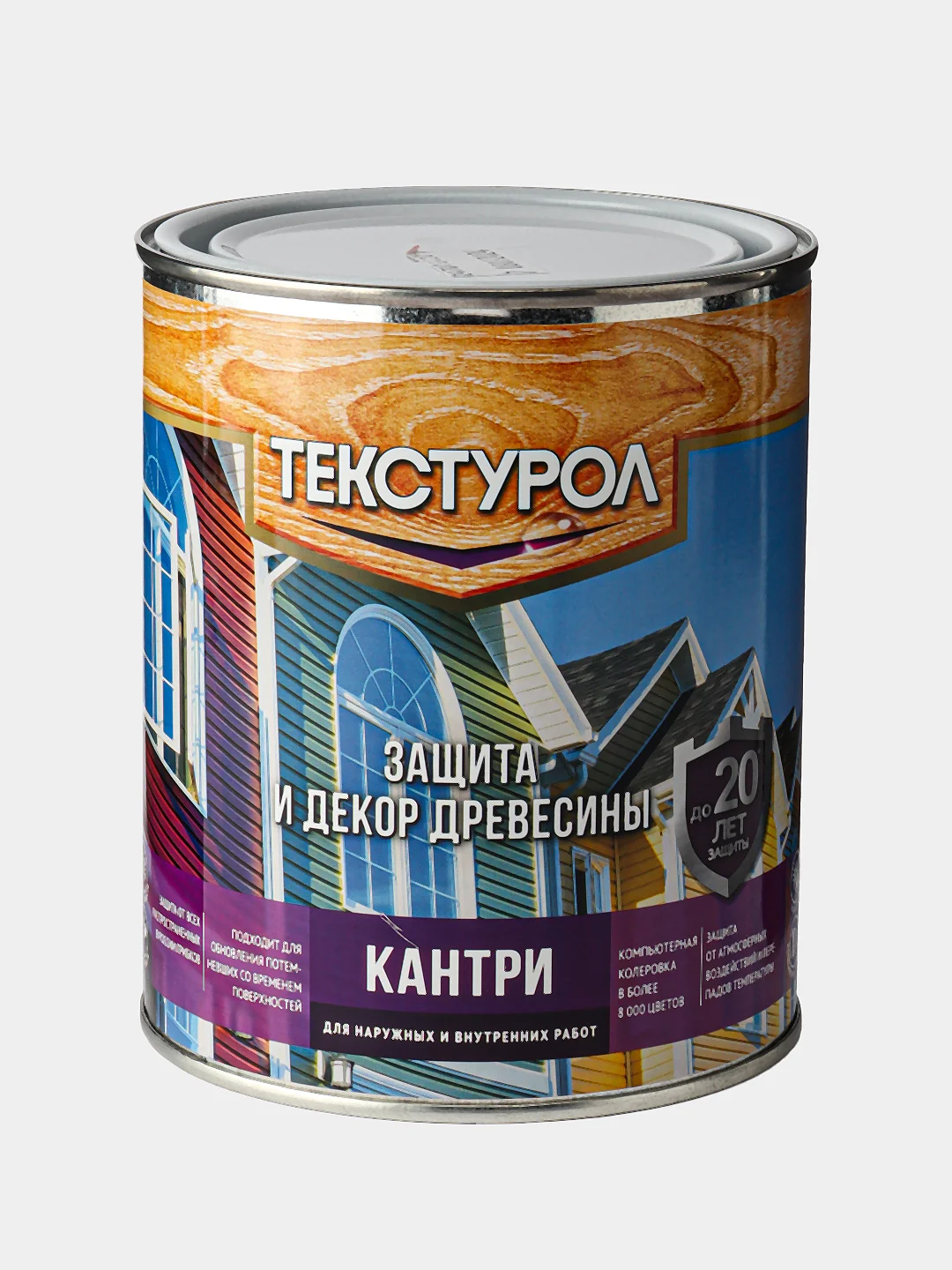 Белый текстурол Кантри, Кроющий антисептик-краска для дерева, Белый (база А), 0,9 л