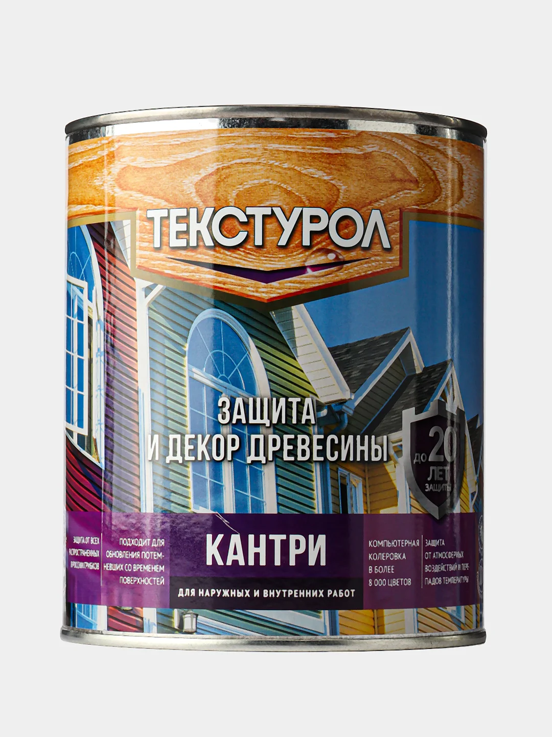 Белый текстурол Кантри, Кроющий антисептик-краска для дерева, Белый (база А), 0,9 л