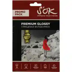 Фотобумага Premium SOK глянцевая, формат А6 10х15, плотность 240г/м2, 10 листов