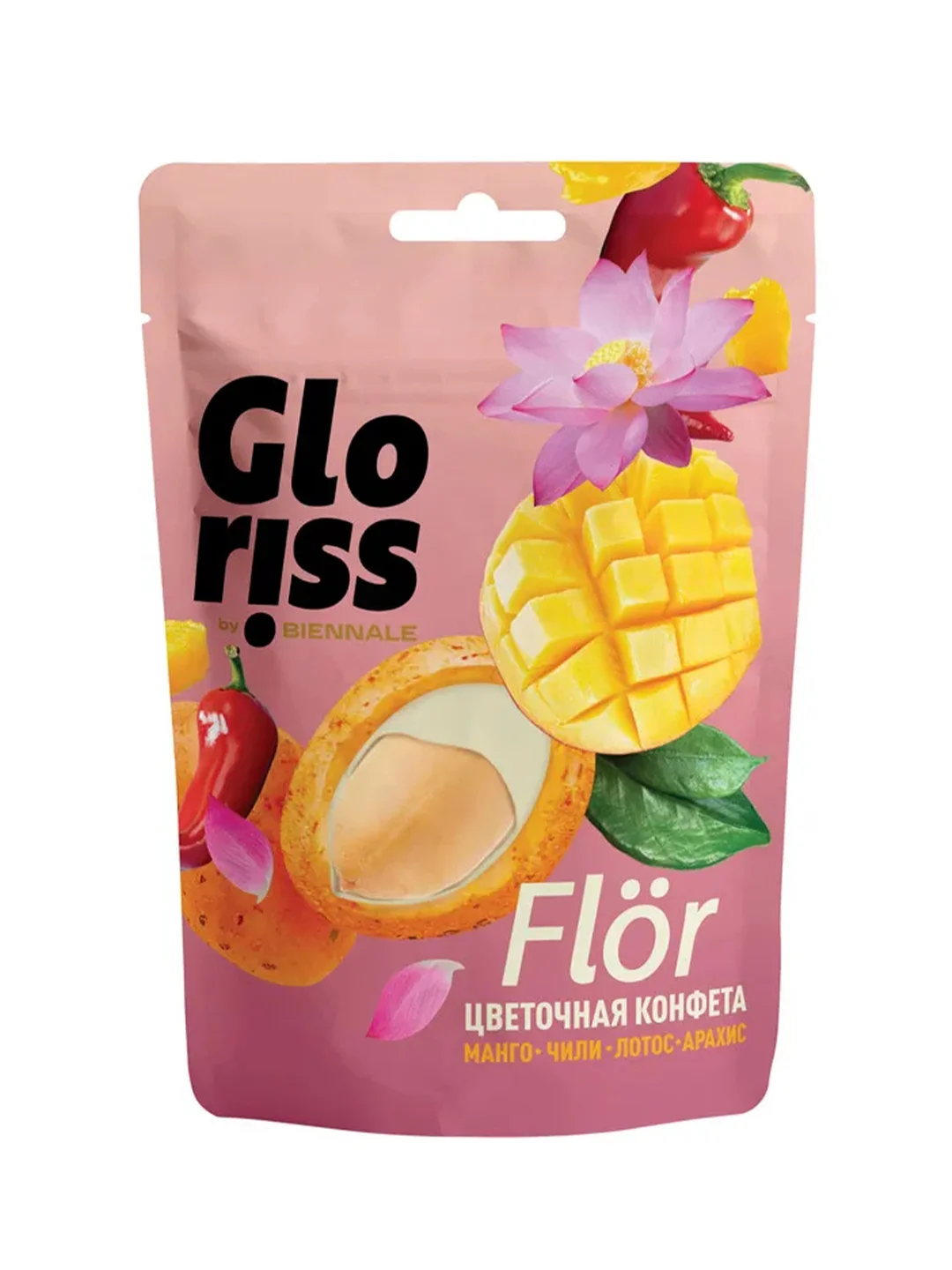 Снеки Gloriss by Biennale, орех в белой шоколадной глазури, с различными вкусами, 65 г