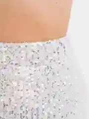 Серебряный юбка с пайетками макси, блестящая