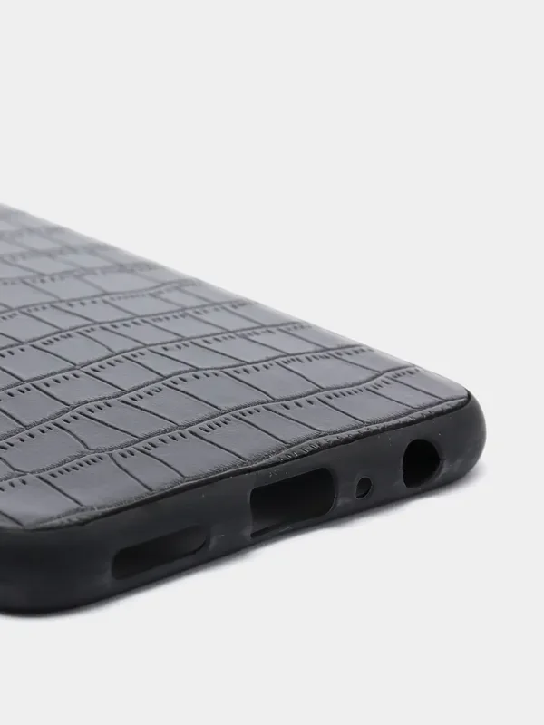 Черный чехол для Huawei P40 Pro/ Хуавей П40 Про, вставка из кожи