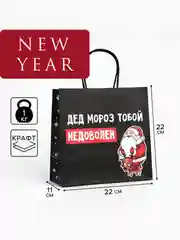 Красный пакет подарочный новогодний, 22 х 22 х 11 см