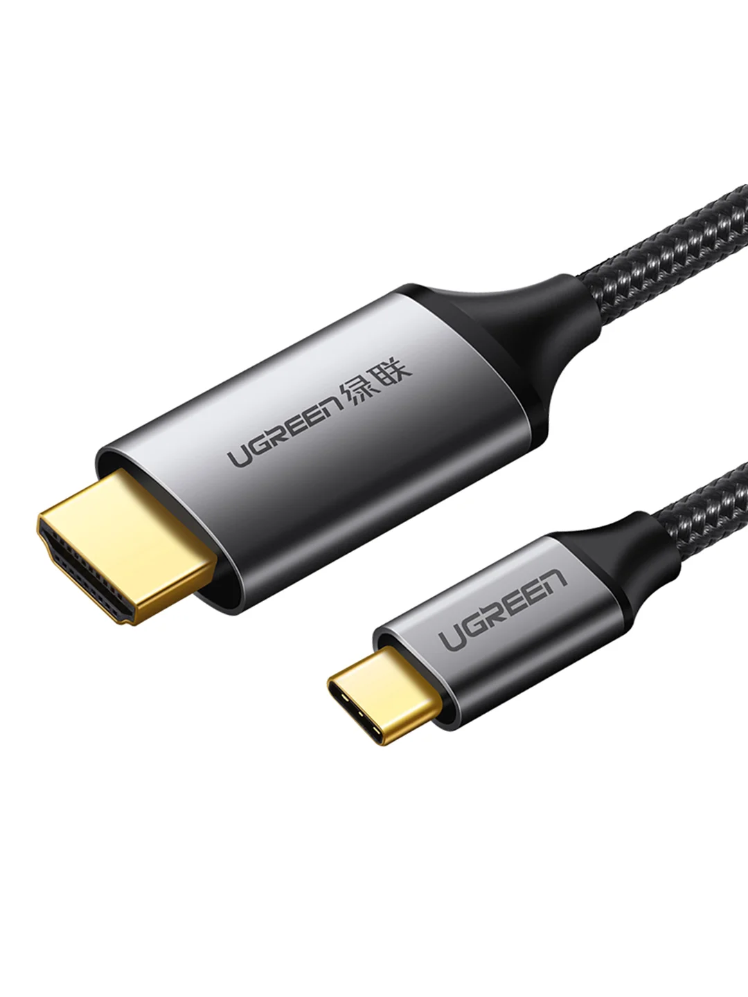 Серый кабель UGREEN MM142 (25155) USB-C to HDMI Male to Male Cable Aluminum Shell. Длина: 1м.