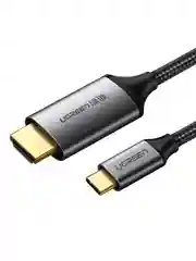 Серый кабель UGREEN MM142 (25155) USB-C to HDMI Male to Male Cable Aluminum Shell. Длина: 1м.