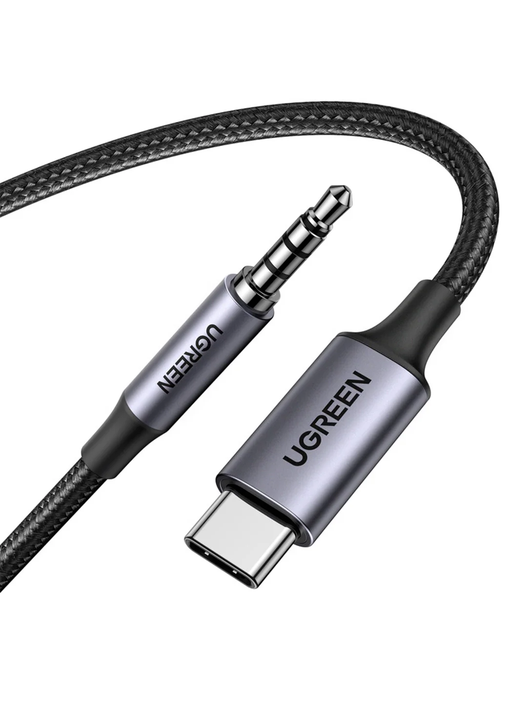 Серый кабель UGREEN CM734 (35056) USB-C to 3.5mm Audio Cable With Chip. Длина: 1м. Цвет: серый