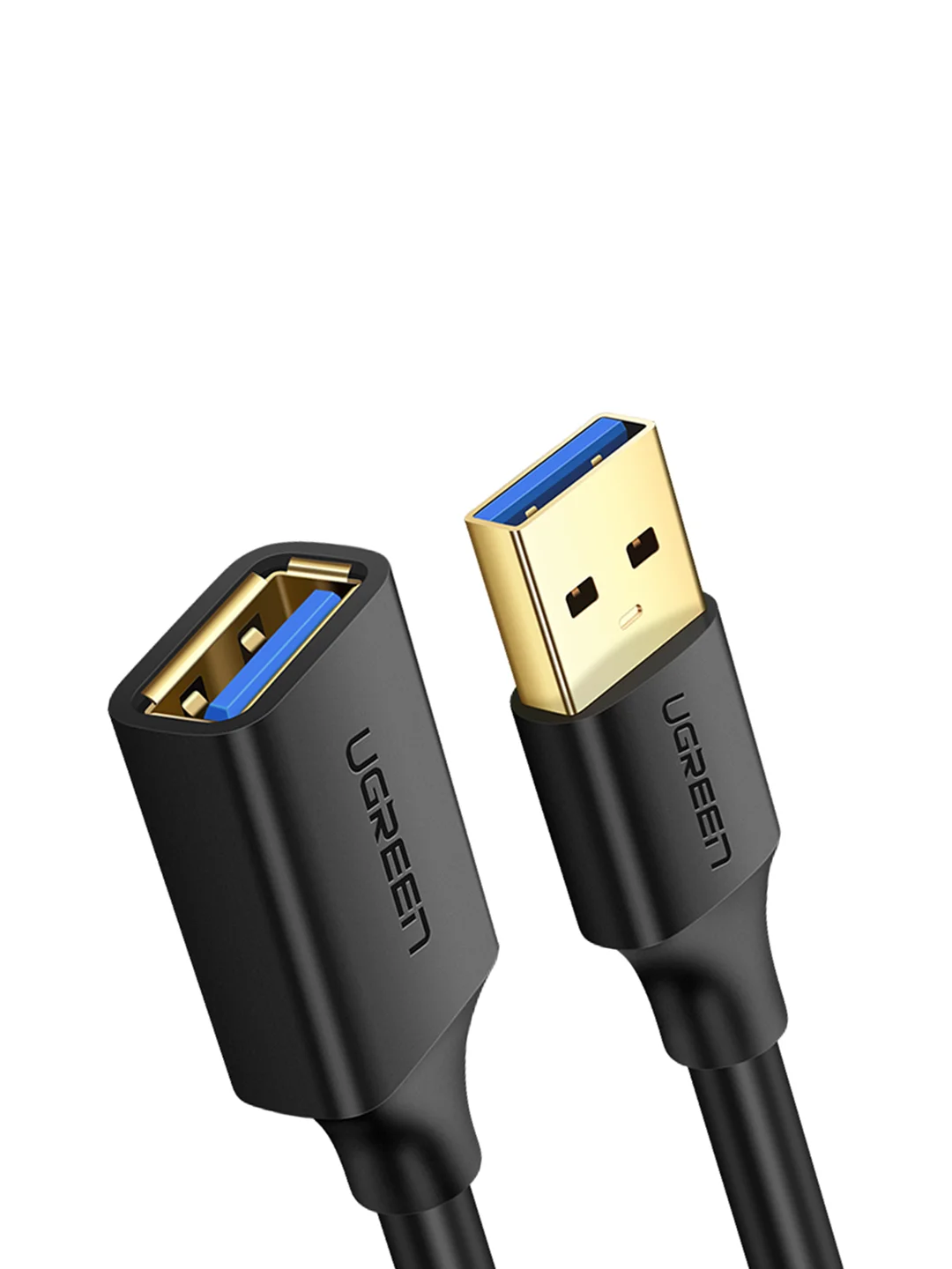 Черный кабель UGREEN US129 (10373) USB 3.0 Extension Male Cable. Длина 2 м. Цвет: черный
