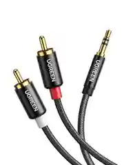 Черный кабель UGREEN AV116 (10583) 3.5mm Male to 2RCA Male Cable. Длина: 1,5м. Цвет: черный