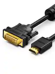 Черный кабель UGREEN HD106 (30116) HDMI Male To DVI(24+1) Round Cable. Длина: 1м. Цвет: черный