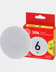 Лампочка светодиодная ЭРА  LED GX-6W-827-GX53 R 6 Вт таблетка теплый белый свет 2700К