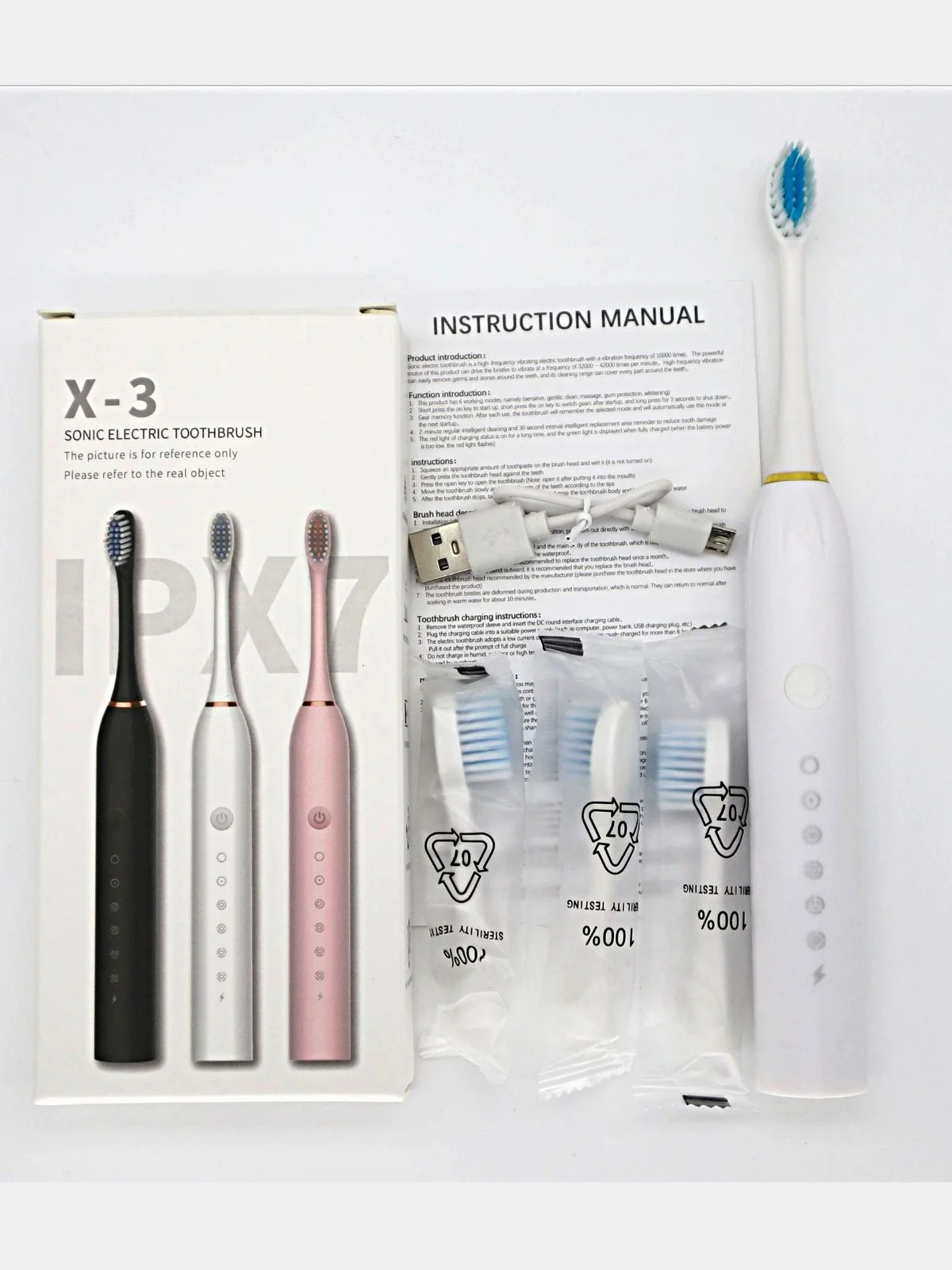 Белый зубная щетка электрическая Sonic Toothbrush X-3