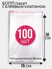 БОПП пакеты с клеевым клапаном, 26 см х 38 см, 100 шт