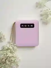 Лавандовый внешний аккумулятор Power Bank 10000 mAh / Powerbank повербанк с проводами