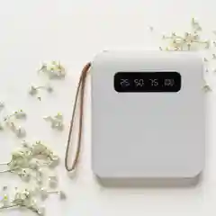 Белый внешний аккумулятор Power Bank 10000 mAh / Powerbank повербанк с проводами
