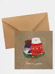 Открытка новогодняя с медведями, на Новый год