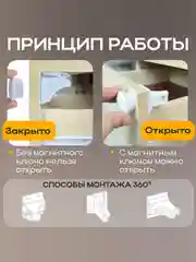 Белый магнитный блокиратор дверей и ящиков от детей 4 штуки / Невидимый магнитный дверной замок