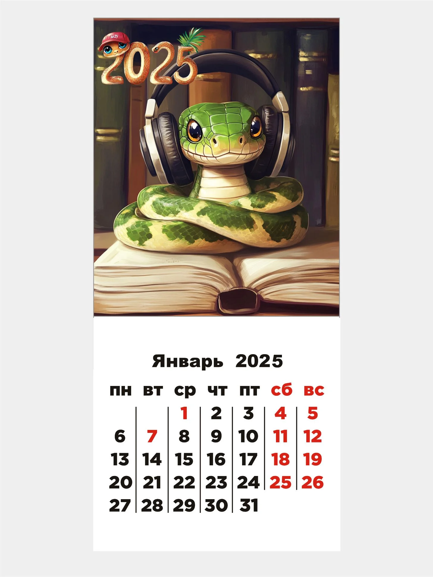 Белый календарь 2025 магнитный, отрывной
