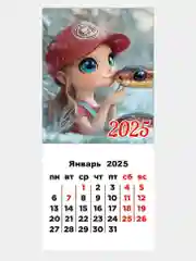 Коричневый календарь 2025 магнитный, отрывной