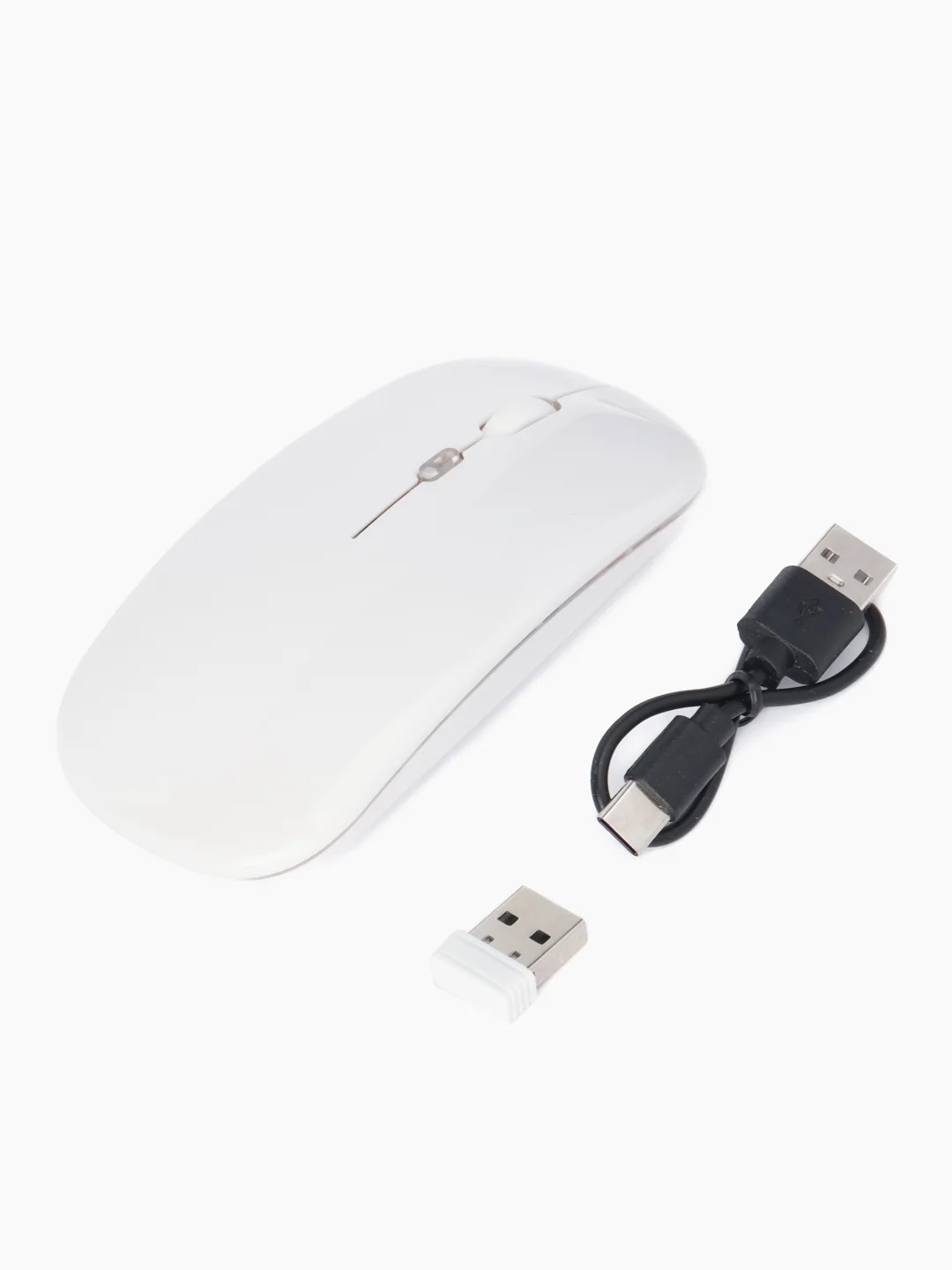 Белый мышь компьютерная, бесшумная, беспроводная, RGB-подсветка, USB зарядка