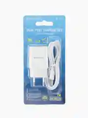 Белый зарядное устройство Borofone BA53A, 2 x USB, 1 m, Micro-USB / Type-C