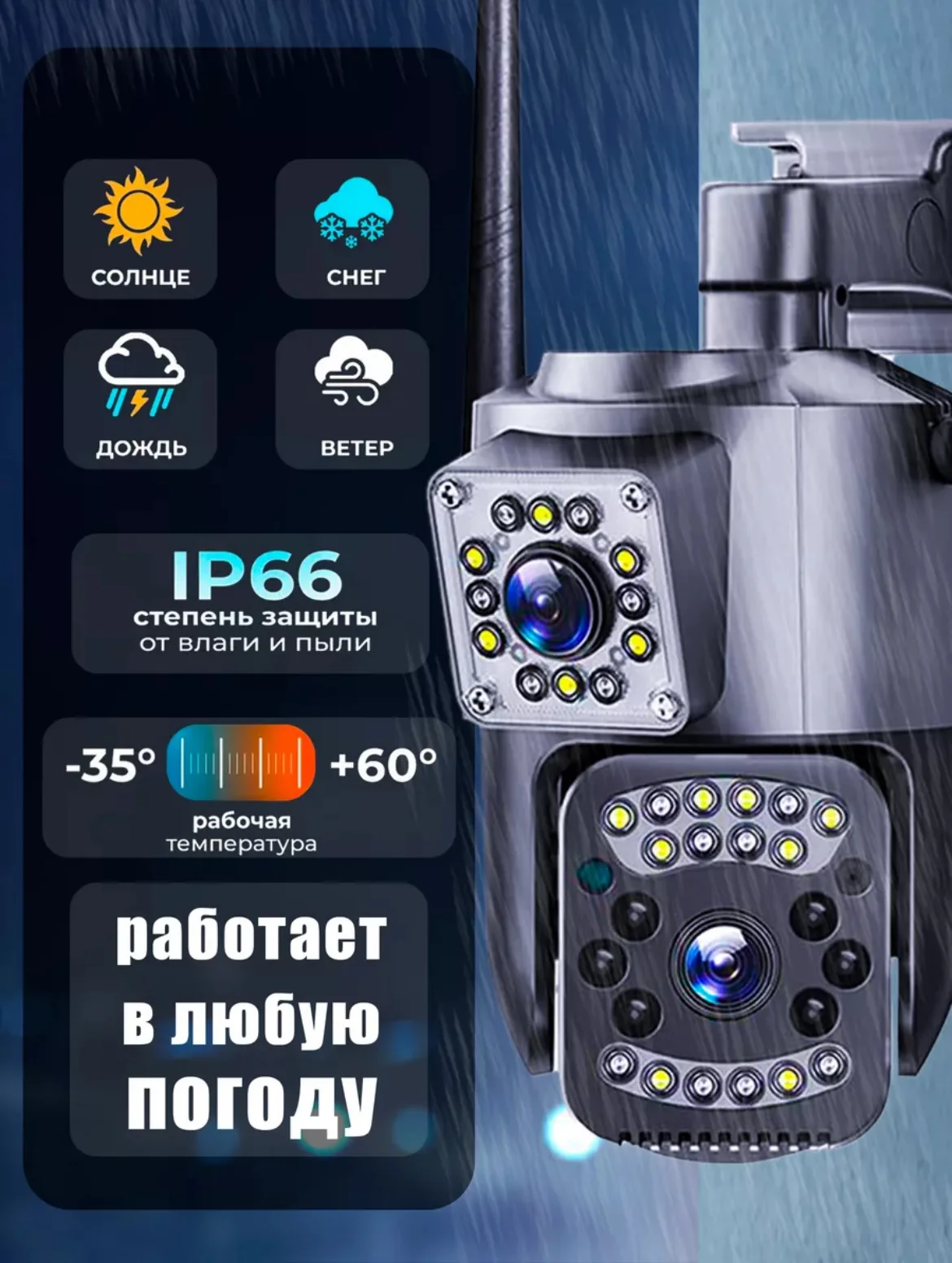 Хром камера видеонаблюдения, уличная, двойная, 4G LTE, c сим-картой