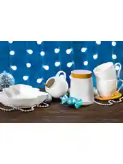 Сахарница 620 мл 12х12х12 см Elan Gallery Снежинки, с ложкой, с деревянной крышкой