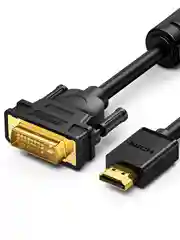 Черный кабель UGREEN HD106 (10135) HDMI Male To DVI(24+1) Round Cable. Длина 2 м. Цвет: черный