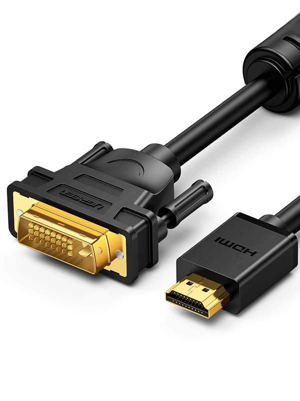 Кабель UGREEN HD106 (10135) HDMI Male To DVI(24+1) Round Cable. Длина 2 м. Цвет: черный