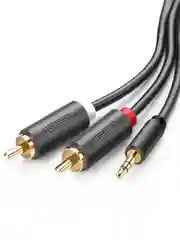 Серый аудиокабель UGREEN AV102 (10512) 3.5mm Male to 2 RCA Male Audio Cable. Длина: 3м.