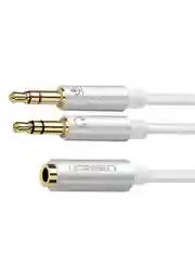 Белый кабель UGREEN AV140 (10790) Dual 3.5mm Male To 3.5mm Female Audio Cable Aluminum Case.