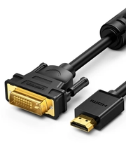 Кабель UGREEN HD106 (11150) HDMI Male To DVI(24+1) Round Cable. Длина 1,5 м. Цвет: черный