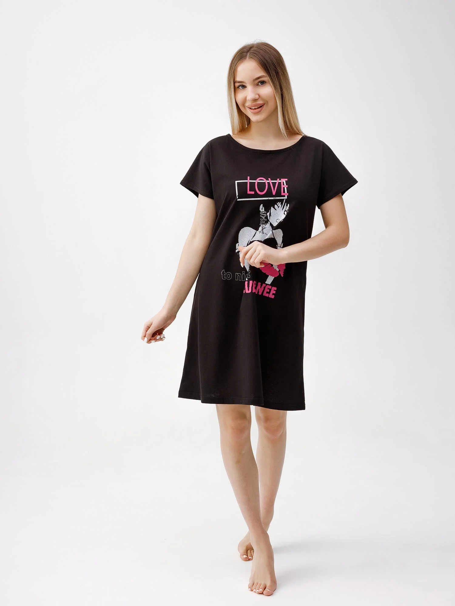 Ночная сорочка девушка LOVE КС1510П1 чёрный, KLERY