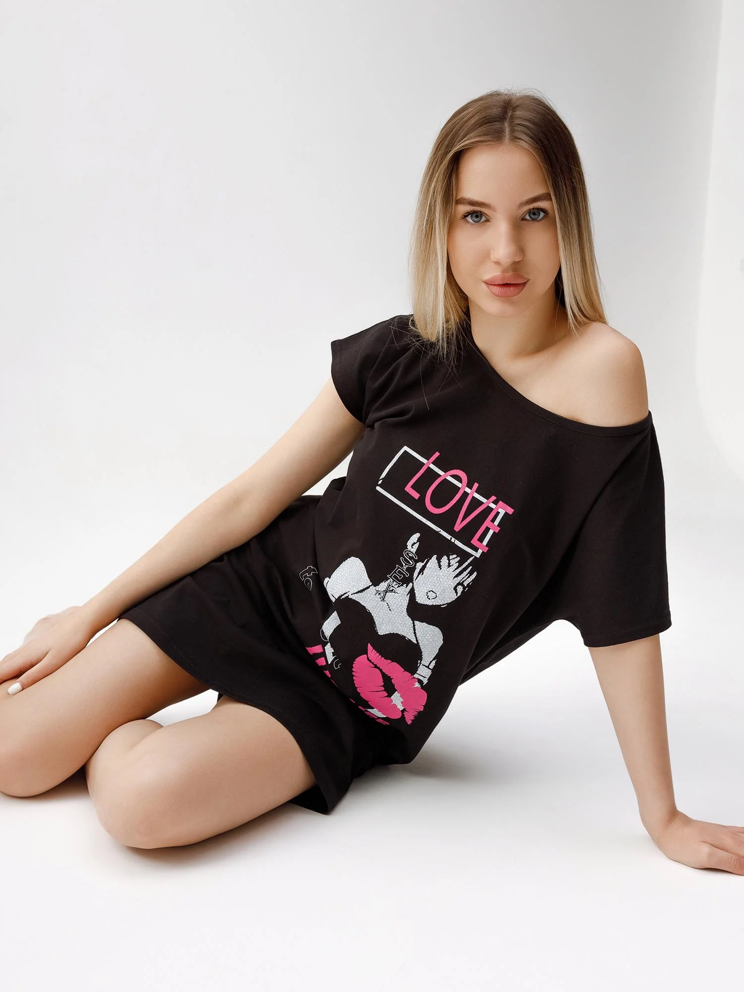 Ночная сорочка девушка LOVE КС1510П1 чёрный, KLERY