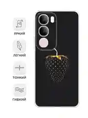 Разноцветный силиконовый чехол на Vivo Y19s / Виво Y19s прозрачный, с принтом, защита камеры