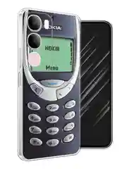 Угольный силиконовый чехол на Vivo Y19s / Виво Y19s прозрачный, с принтом, защита камеры