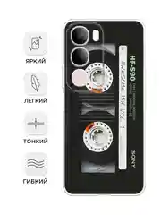 Хром силиконовый чехол на Vivo Y19s / Виво Y19s прозрачный, с принтом, защита камеры