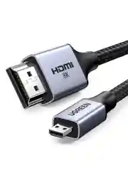 Серый кабель UGREEN HD164 (15516) Micro HDMI to HDMI 8K Cable. Длина: 1м. Цвет: серый космос