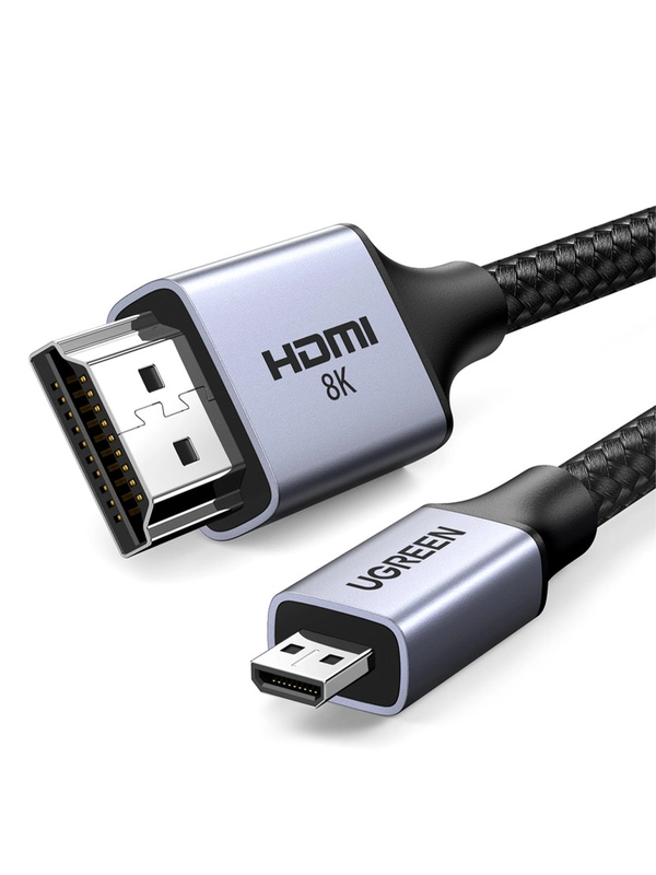 Кабель UGREEN HD164 (15516) Micro HDMI to HDMI 8K Cable. Длина: 1м. Цвет: серый космос