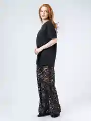 Черный брюки женские гипюр, брюки кружево, брюки прозрачные