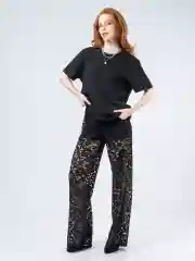Черный брюки женские гипюр, брюки кружево, брюки прозрачные