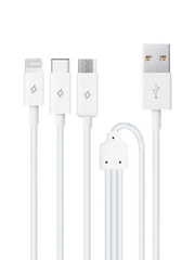 Кабель TTEC  Trio Charge Data Cable Type-C Lightning Micro USB. Длина: 120м. Цвет: белый