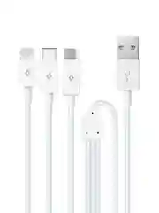 Белый кабель TTEC  Trio Charge Data Cable Type-C Lightning Micro USB. Длина: 120м. Цвет: белый