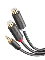 Серый кабель UGREEN AV109 (10547) 3.5mm Male to 2RCA Female Cable . Длина: 25 см. Цвет: серый