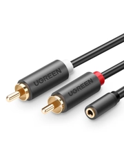 Аудиокабель UGREEN AV102 (10588) 3.5mm Female to 2 RCA Male Audio Cable. Длина: 1м.