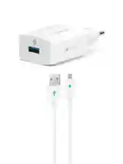 Белый сетевое зарядное устройство TTEC SpeedCharger QC 3.0 18W с кабелем Micro USB.